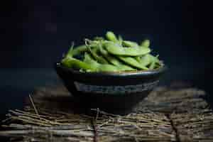 Free photo fresh tasty edamame beans served in plate ready to eat