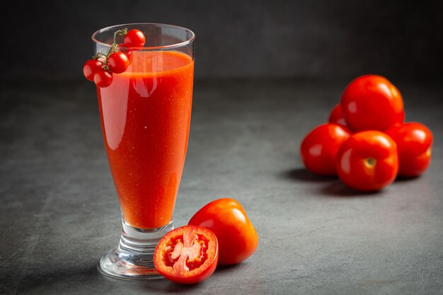 Fresh tomato juice ready to serve