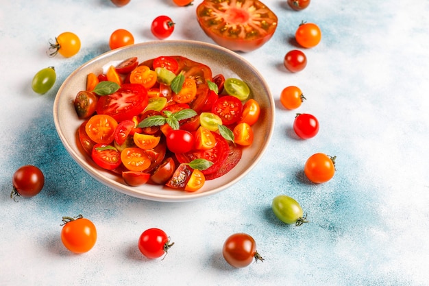 Fresh tomato salad with basil.