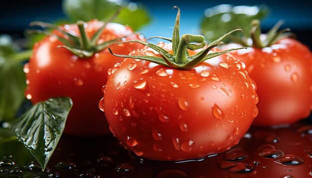 Свежие помидоры, влажные капли, здоровое питание, органические спелые фрукты, созданные искусственным интеллектом