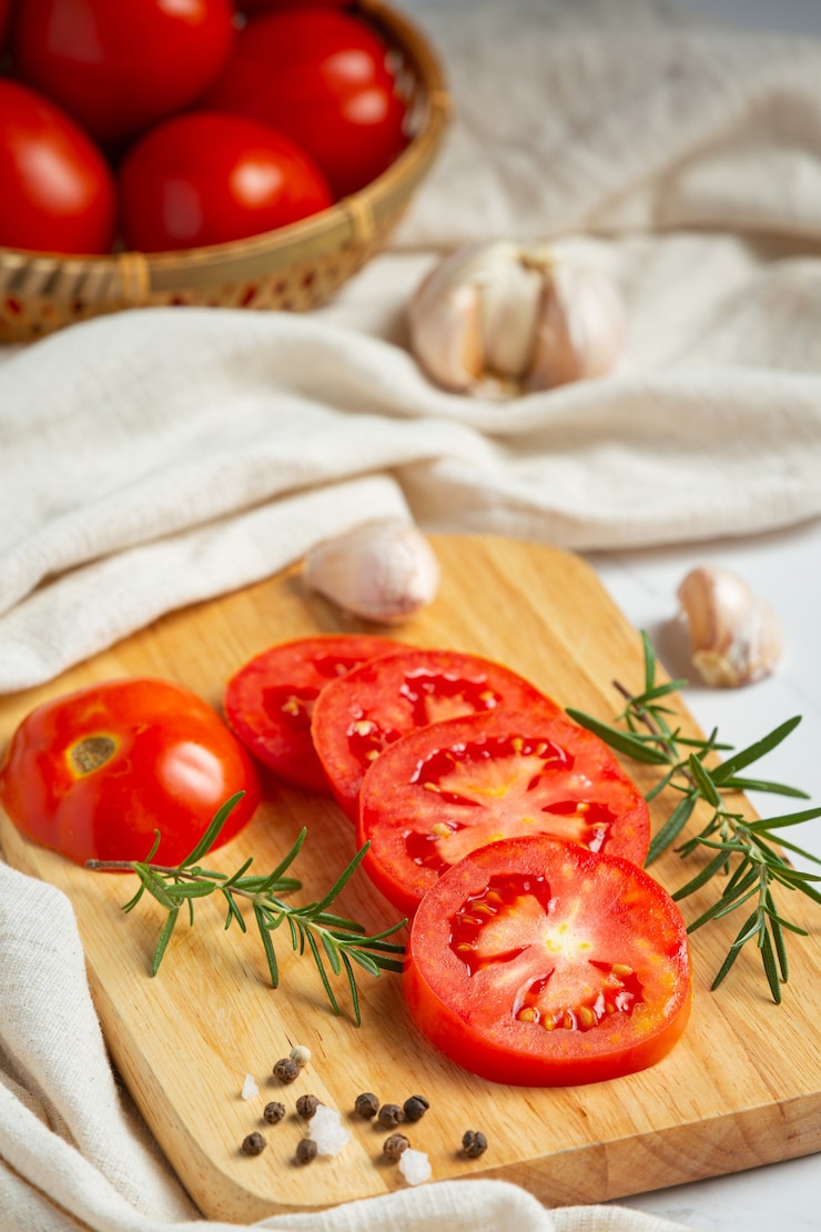 무료 Photo 신선한 토마토 요리 준비
