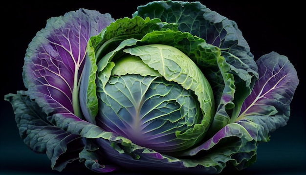 Foto gratuita insalata di verdure fresche con foglie viola e verdi generate dall'ia