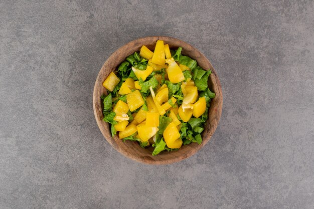 Fresh vegetable salad in wooden bowl. High quality photo