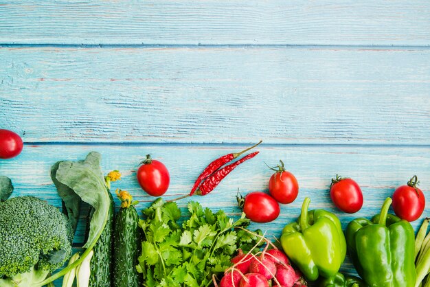 Fresh vegetable on wooden table