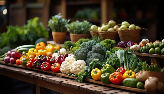 인공지능이 생성한 신선한 야채와 과일을 건강하게 먹는 유기농 품종