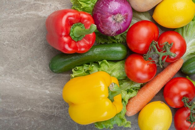 fresh vegetables on marble background. High quality photo