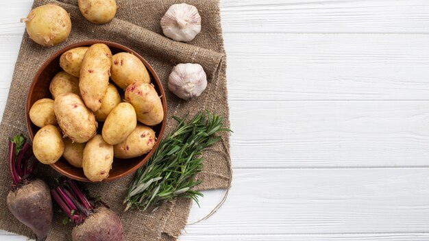 Fresh vegetables on table