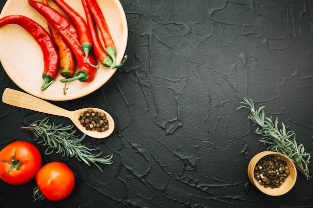 Fresh vegetables on textured background