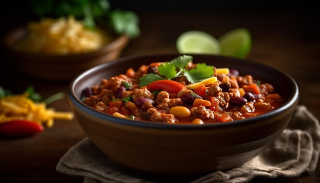 Fresh vegetarian stew with beans and cilantro generated by AI