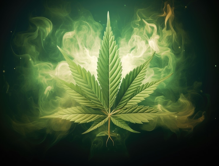 Free Photo fresh and vibrant green marijuana leaves on varied background