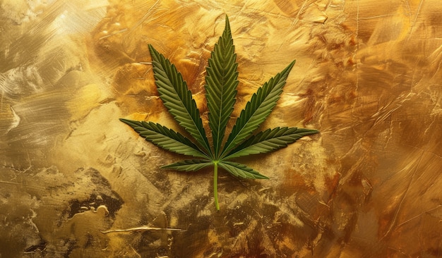Fresh and vibrant green marijuana leaves on varied background