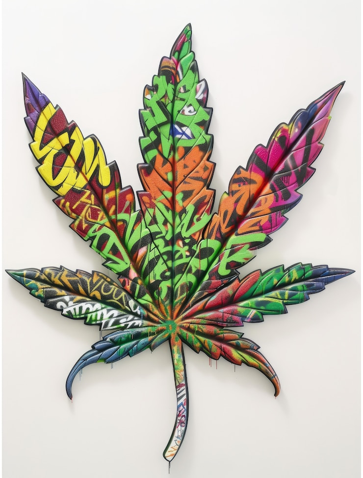 Free Photo fresh and vibrant green marijuana leaves on varied background