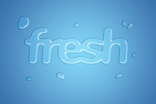 Fresh water splash style typography on blue gradient background