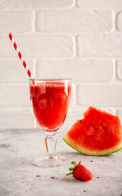 Fresh watermelon juice with strawberry
