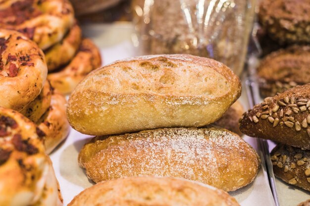 Freshly baked bread loaves