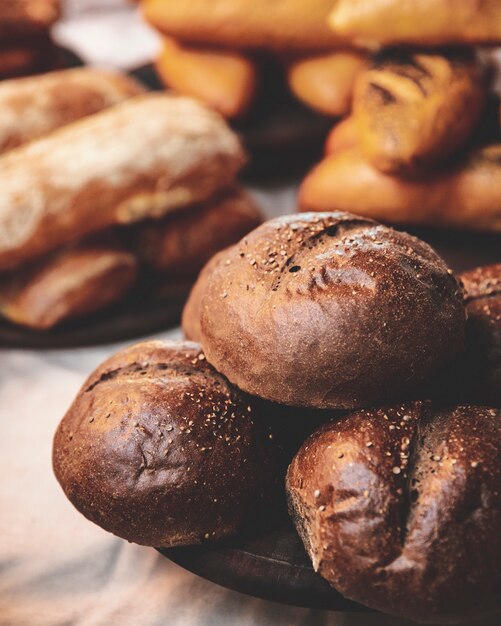 freshly baked bread rolls