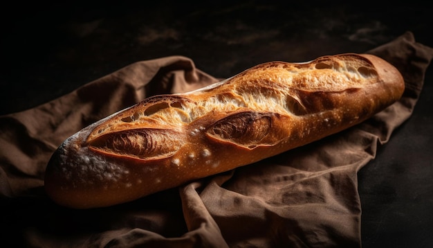 Freshly baked bread a rustic gourmet meal generated by AI