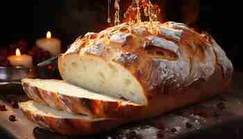 Free photo freshly baked bread a slice of sweet homemade indulgence generated by artificial intelligence