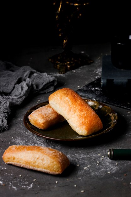 Freshly baked buns on the table