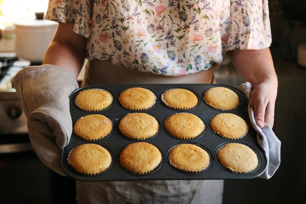 Freshly baked cupcakes food photography recipe idea