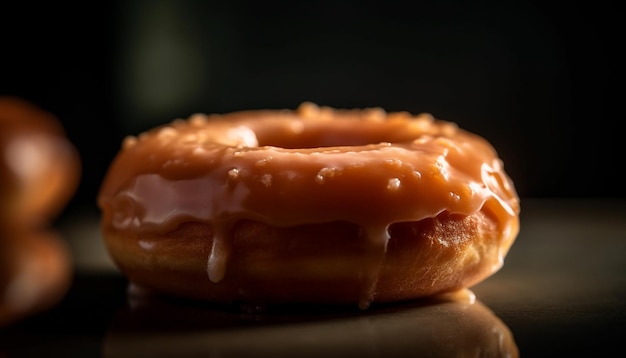 Freshly baked donuts with chocolate icing indulgence generated by AI