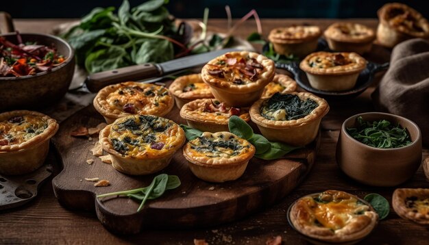 Freshly baked muffins on rustic wooden table generated by AI