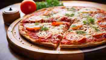 Free photo freshly baked pizza on wooden table italian gourmet generated by ai