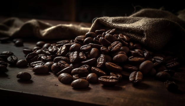 무료 사진 나무 테이블 위에 새로  ⁇ 인 커피의 향기는 인공지능에 의해 생성된 공기를 가득 채운다.