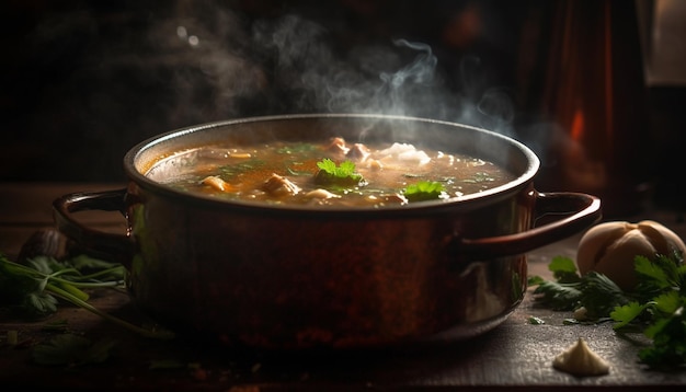 Free photo freshly cooked stew with pork and vegetables generated by ai