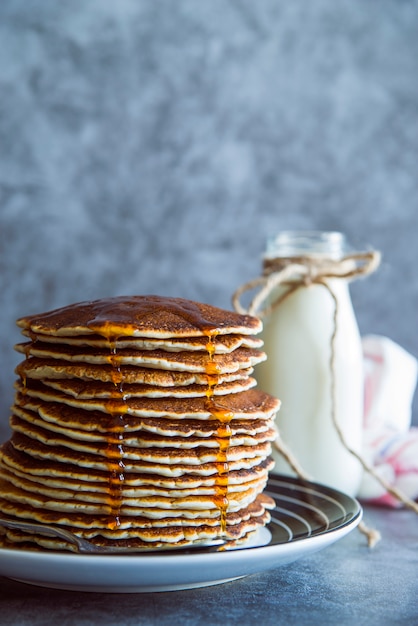 Freshly made pancakes front view