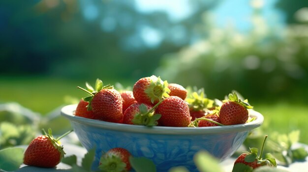 Freshly picked strawberries from the field AI generated image