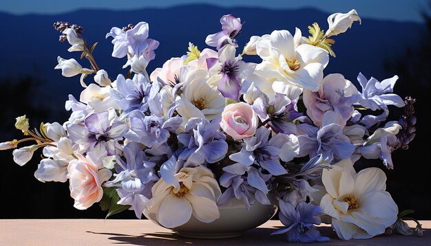 Free photo freshness and beauty in nature a bouquet of purple blossoms generated by artificial intellingence