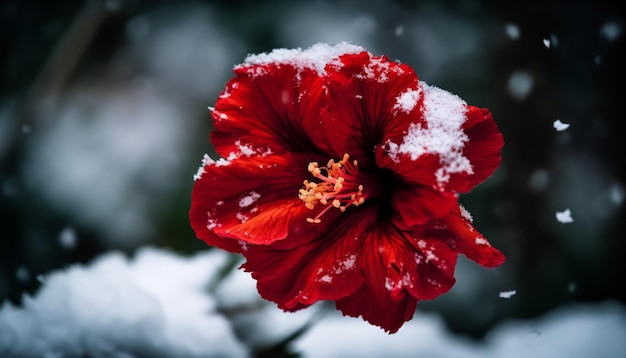 Freshness and beauty in nature vibrant hibiscus blossom generated by AI