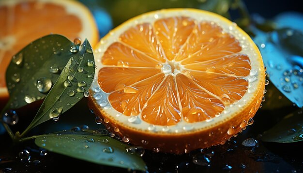 人工知能によって生成された自然の健康的な食事の間近での柑橘系の果物の新鮮さ