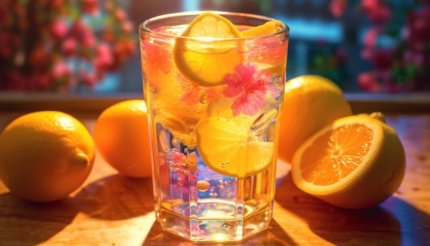 Free photo freshness and citrus fruit combine in a refreshing summer cocktail generated by artificial intelligence