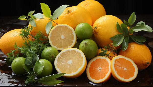 Freshness of citrus fruit vibrant colors healthy eating juicy slice generated by artificial intelligence