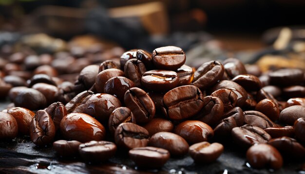 Freshness of coffee bean dark drink selective focus on gourmet cappuccino generated by artificial intelligence