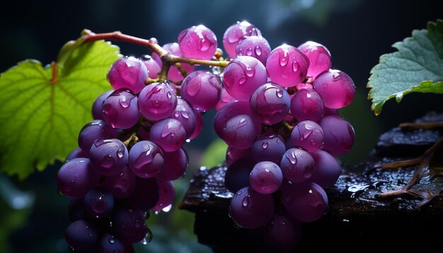 Freshness of green leaves ripe grapes nature organic gourmet refreshment generated by artificial intelligence