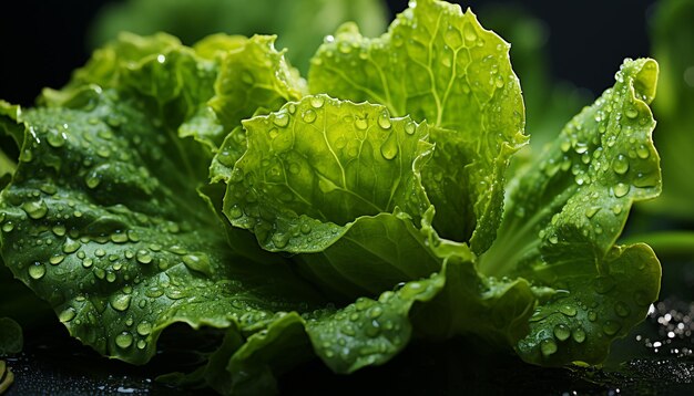 Свежесть и рост в природе, зеленый влажный органический салат, созданный искусственным интеллектом