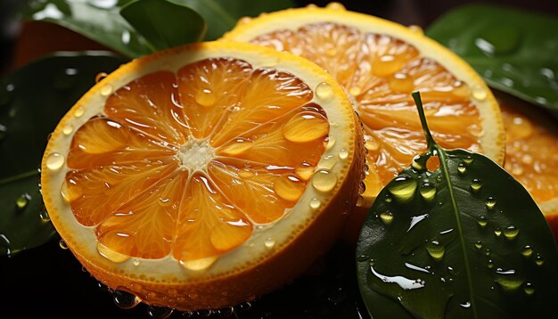 Freshness of nature citrus fruit a slice of healthy eating generated by artificial intelligence