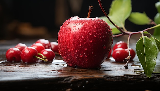 Free photo freshness and nature combine in this juicy organic and ripe apple generated by artificial intelligence