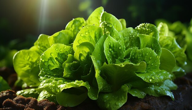Freshness of nature green leaf healthy eating organic salad generated by artificial intelligence