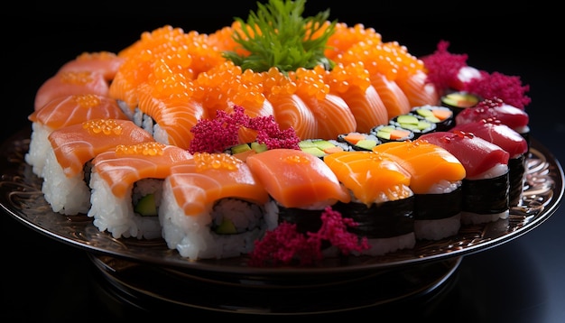 Free photo freshness on a plate seafood sushi cultures and healthy eating generated by artificial intelligence