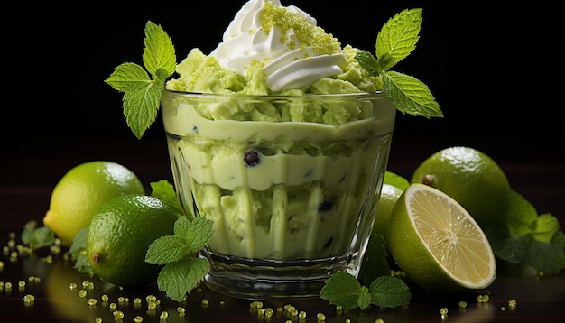 Free photo freshness and sweetness in a bowl of mint leaf dessert generated by artificial intelligence