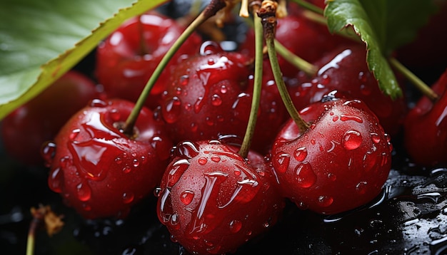 Freshness and sweetness of ripe berries on a wooden table generated by artificial intelligence