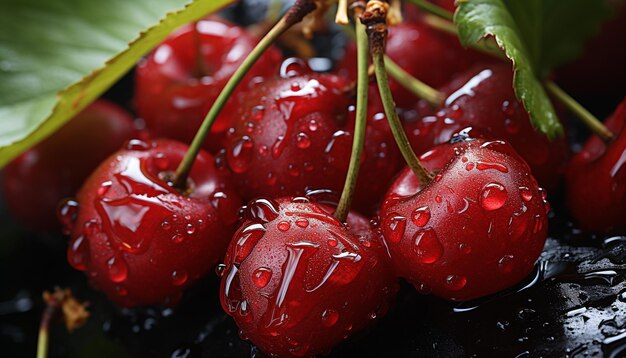 Freshness and sweetness of ripe berries on a wooden table generated by artificial intelligence