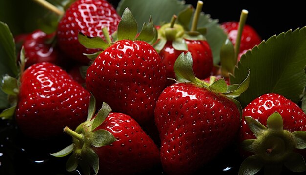 Freshness and sweetness in a vibrant strawberry bowl generated by AI