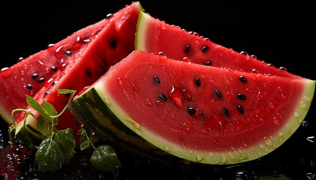 Freshness of watermelon slice a healthy summer snack ripe and sweet generated by artificial intelligence