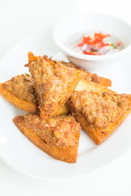 Fried bread with minced pork spread