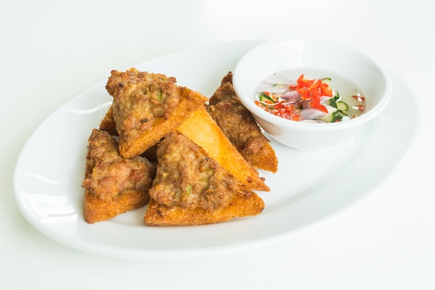 Fried bread with minced pork spread